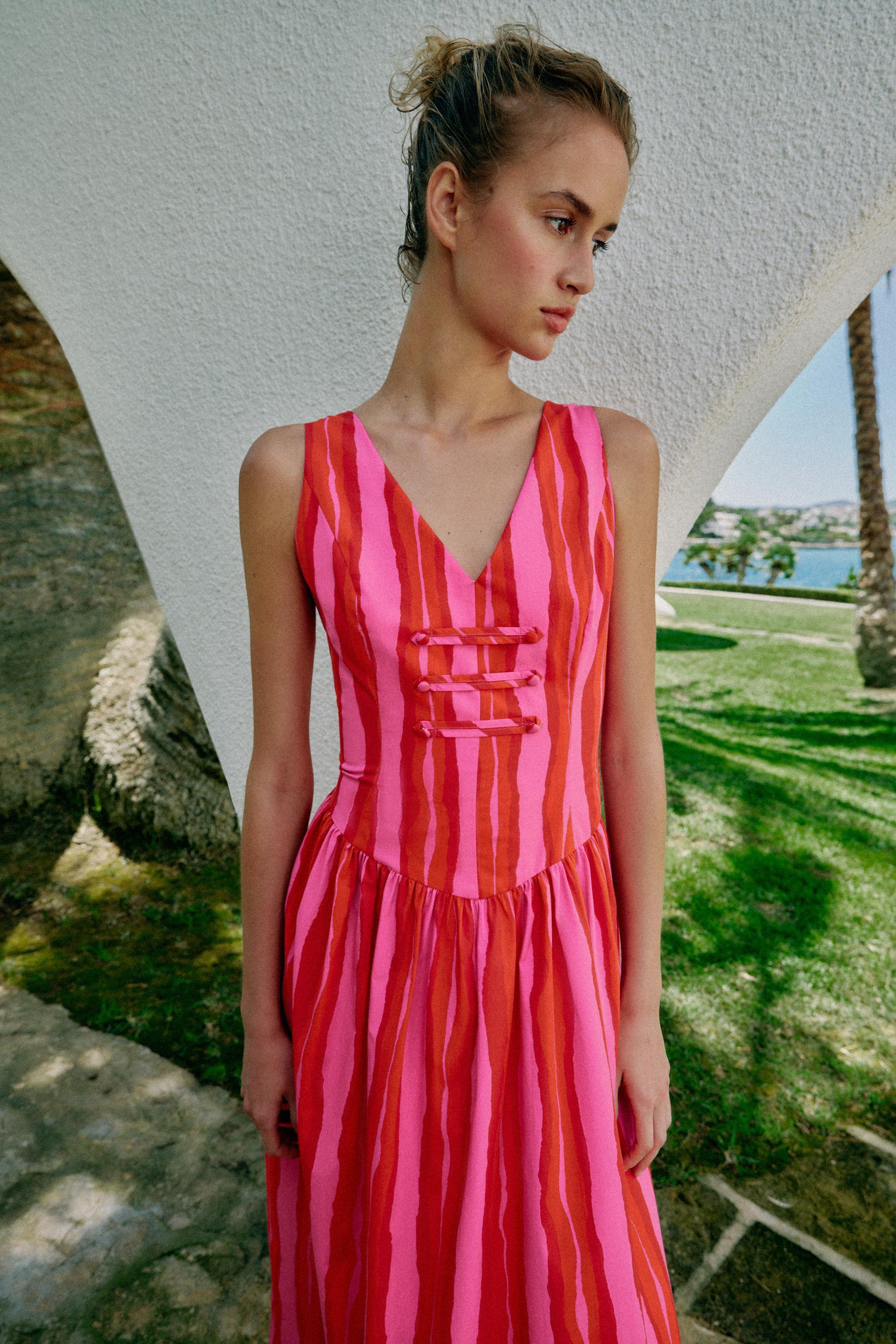 STRIPED FIREMAN CLASP DRESS